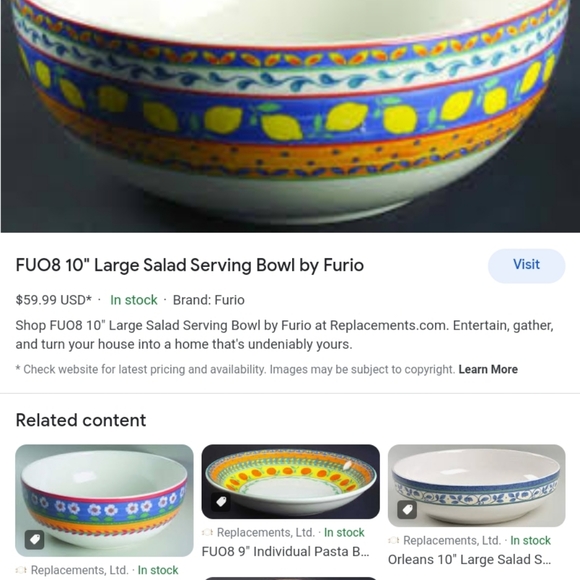 Furio "ORANGES" Large SERVICE PASTA FRUIT BOWL - Picture 3 of 16